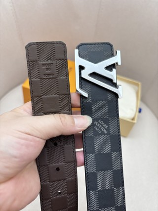 Louis Vuitton Damier Black Reversible Belt with Silver V Buckle view 6