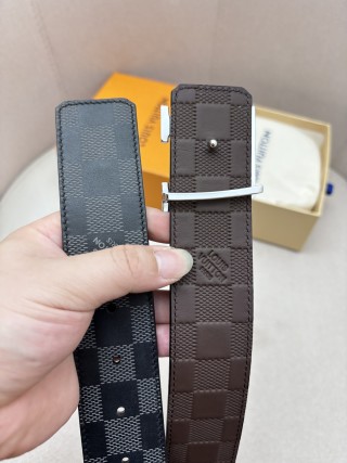 Louis Vuitton Damier Black Reversible Belt with Silver V Buckle view 7