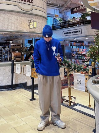 Ami Paris Royal Blue Heart Logo Knit Sweater view 4