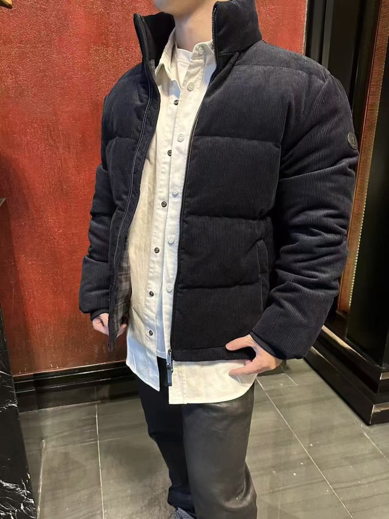 Navy Corduroy Puffer Down Jacket view