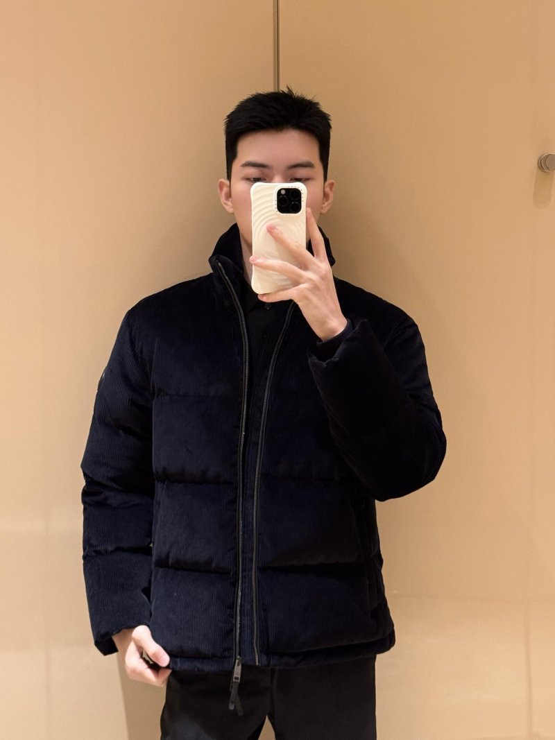 Navy Corduroy Puffer Down Jacket view