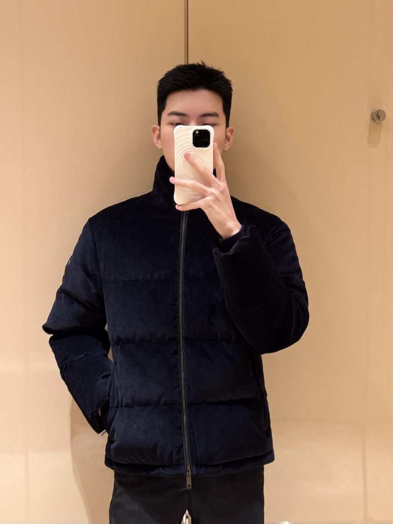 Navy Corduroy Puffer Down Jacket view