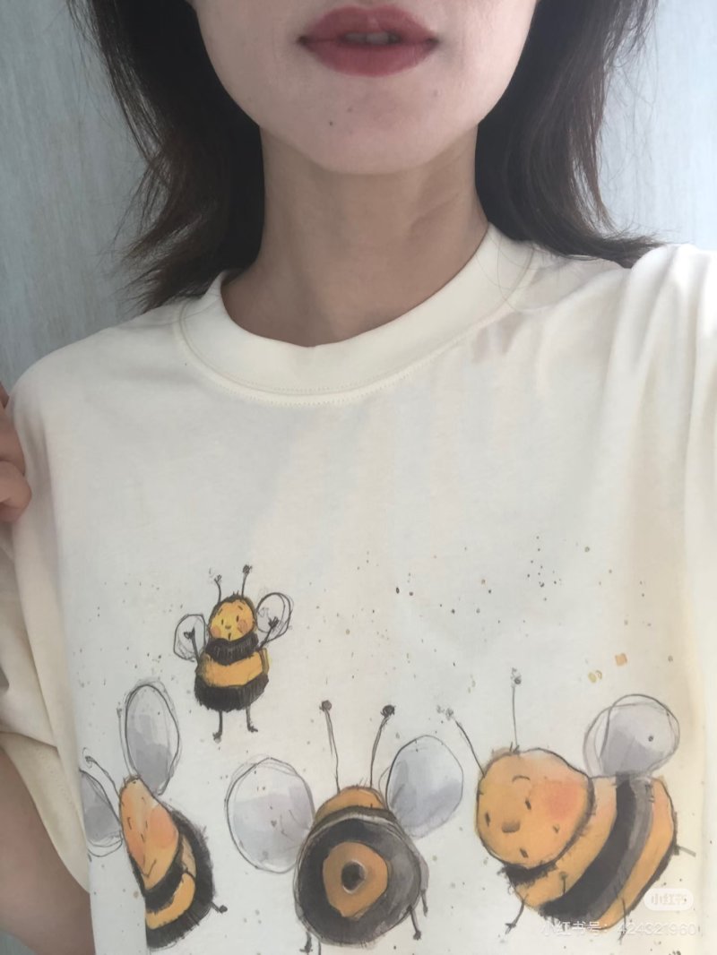 Bee Print Cream Short-Sleeve T-Shirt view