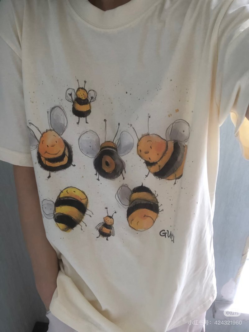 Bee Print Cream Short-Sleeve T-Shirt view