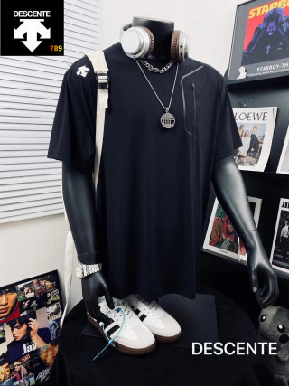 Descente 3D Embossed Ice Silk Casual T-Shirt Black