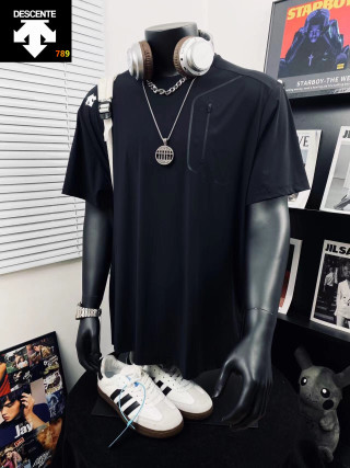 Descente 3D Embossed Ice Silk Casual T-Shirt Black view 6