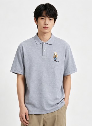 Polo Ralph Lauren Bear Logo Grey Polo Shirt view 2