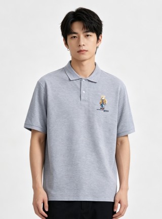 Polo Ralph Lauren Bear Logo Grey Polo Shirt view 4