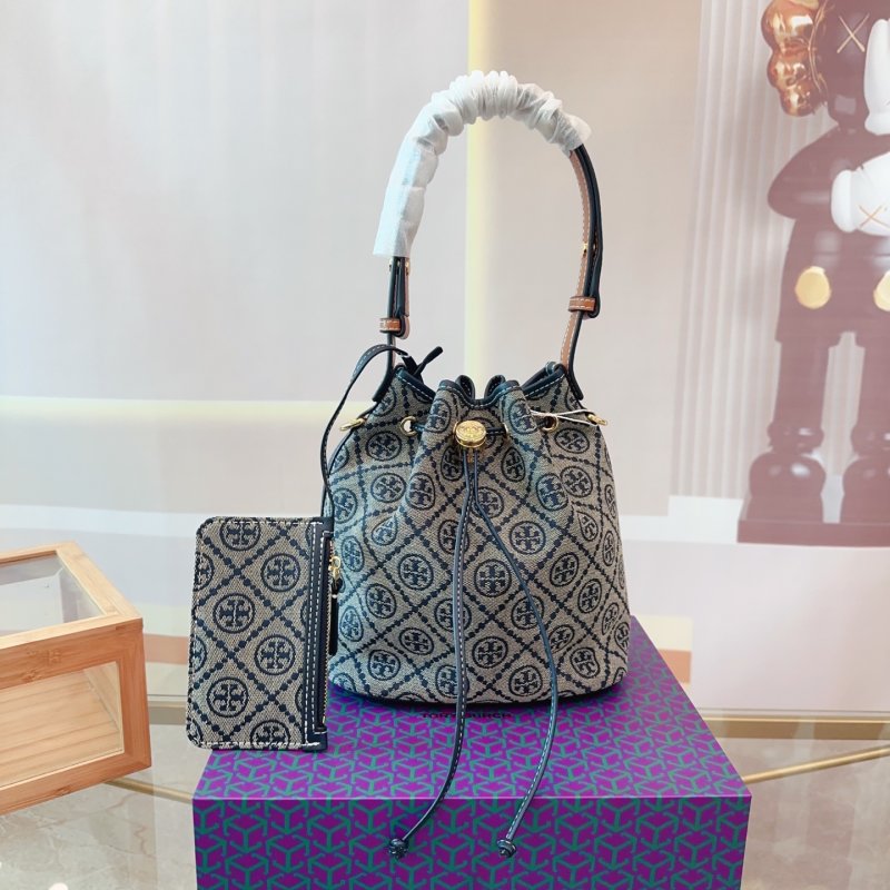 Tory Burch TB Monogram Bucket Bag Navy