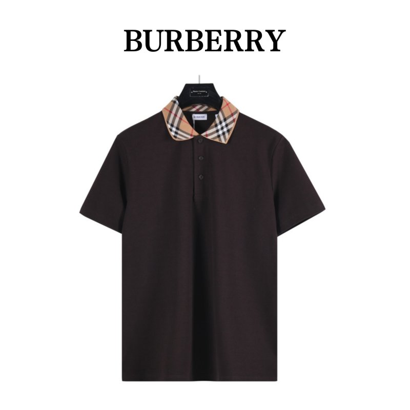 Black Short-Sleeve Polo Shirt with Check Collar view