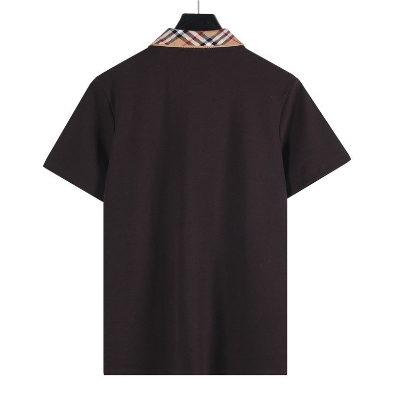 Black Short-Sleeve Polo Shirt with Check Collar view
