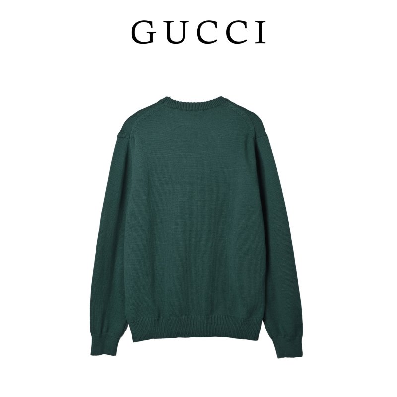 Forest Green Ribbed Sweater with Yellow Script Logo view