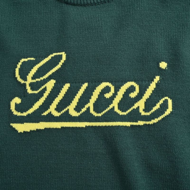 Forest Green Ribbed Sweater with Yellow Script Logo view