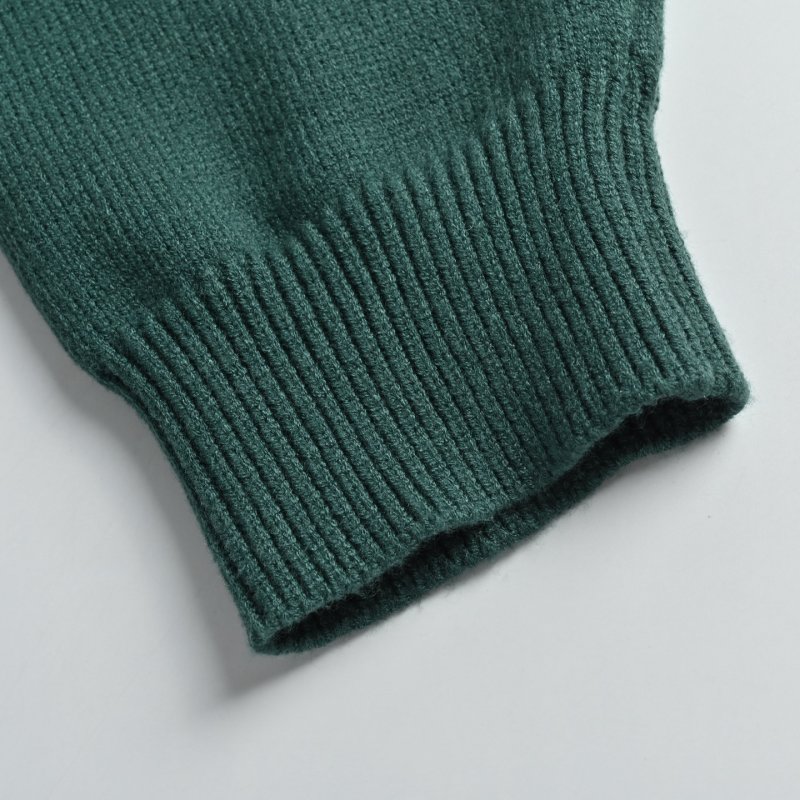 Forest Green Ribbed Sweater with Yellow Script Logo view