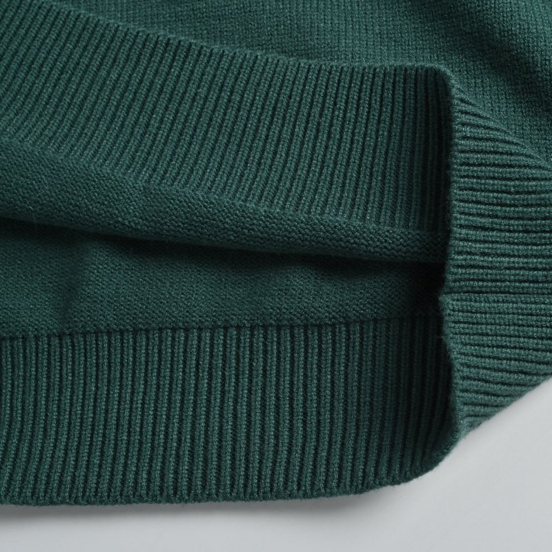 Forest Green Ribbed Sweater with Yellow Script Logo view