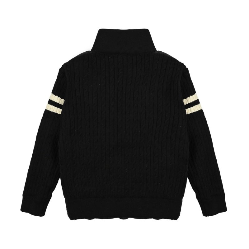 Black Puffer Down Jacket with Stripe Sleeve Detail view
