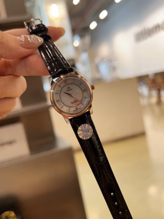 Omega DeVille 27mm Mother-of-Pearl Rose Gold Roman Numeral Watch view 2