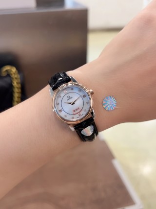 Omega DeVille 27mm Mother-of-Pearl Rose Gold Roman Numeral Watch view 5