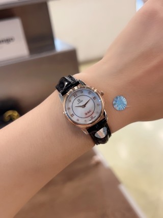 Omega DeVille 27mm Mother-of-Pearl Rose Gold Roman Numeral Watch view 8