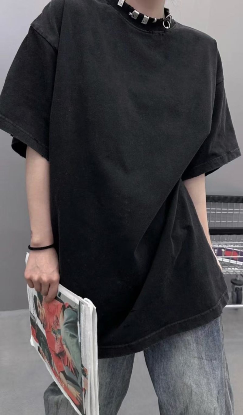 Oversized Crew Neck Short Sleeve T-Shirt - Slate Blue view