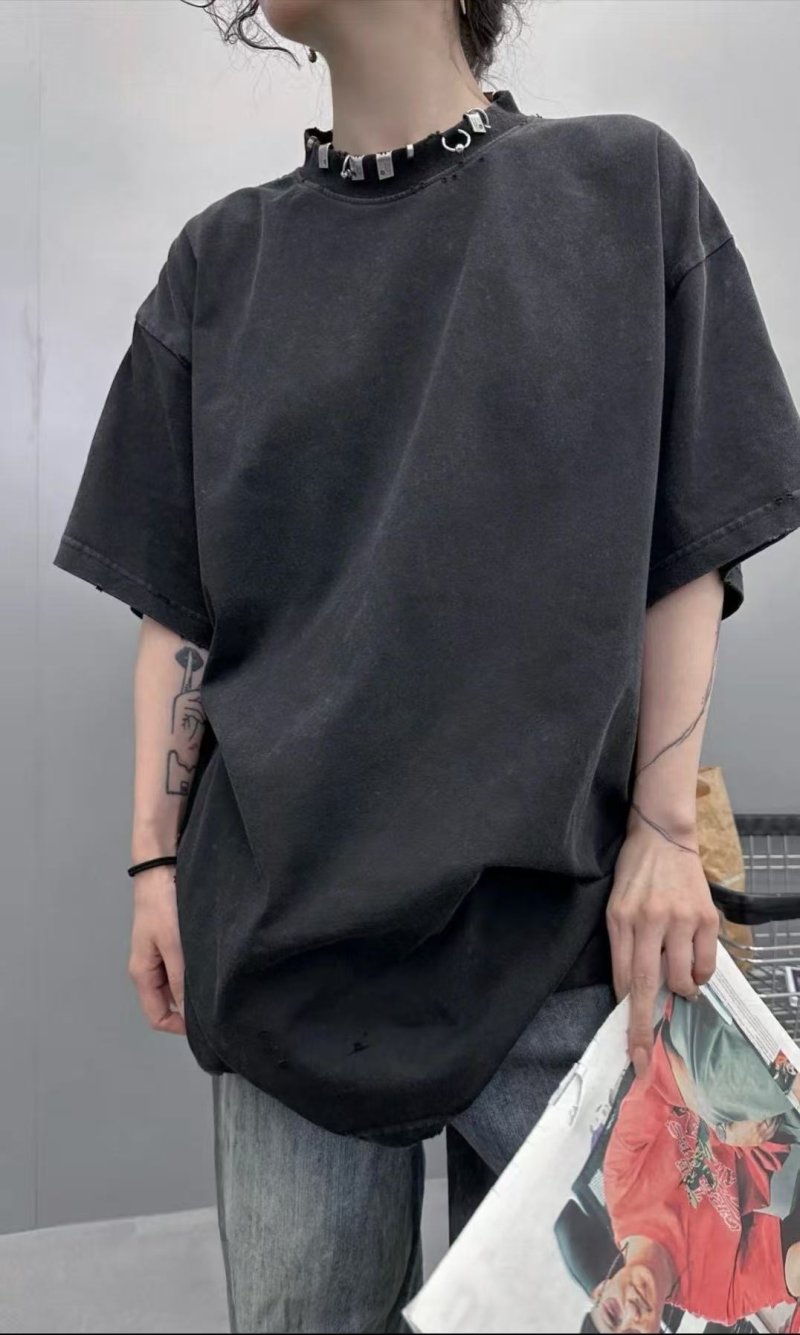 Oversized Crew Neck Short Sleeve T-Shirt - Slate Blue view