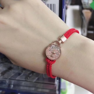 Swarovski Locking Love Red Cord Bracelet with Crystal Pendant view 2