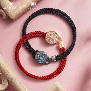 Swarovski Locking Love Red Cord Bracelet with Crystal Pendant view 6