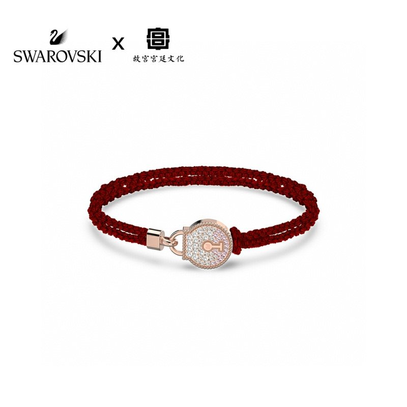 Swarovski Locking Love Red Cord Bracelet with Crystal Pendant view