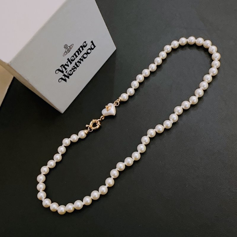 Vivienne Westwood Pearl Saturn Necklace Gold