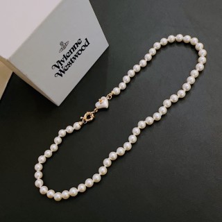 Vivienne Westwood Pearl Saturn Necklace Gold