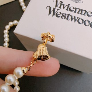 Vivienne Westwood Pearl Saturn Necklace Gold view 2