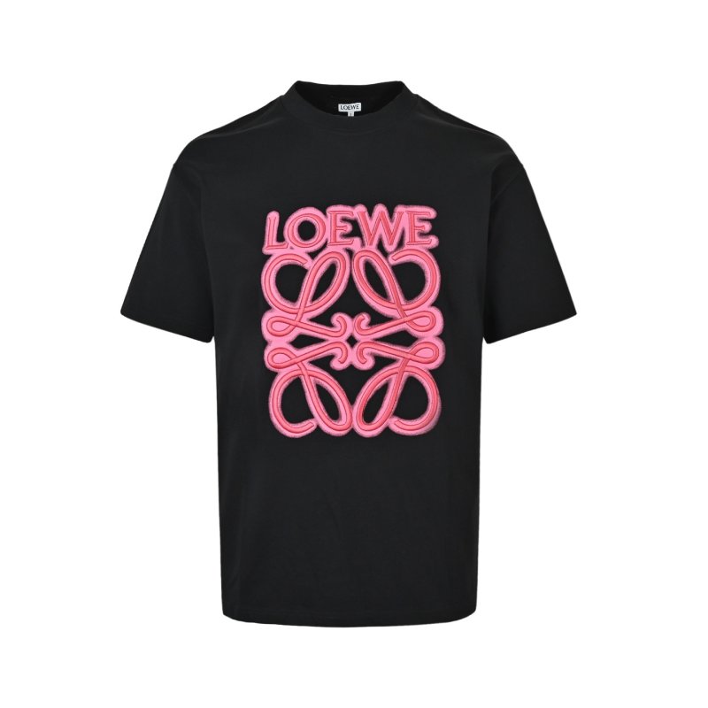 Loewe Anagram Black T-Shirt Hot Pink Logo