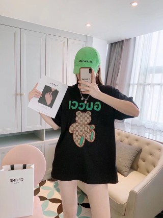 Gucci Teddy Bear Logo Black T-Shirt view 3