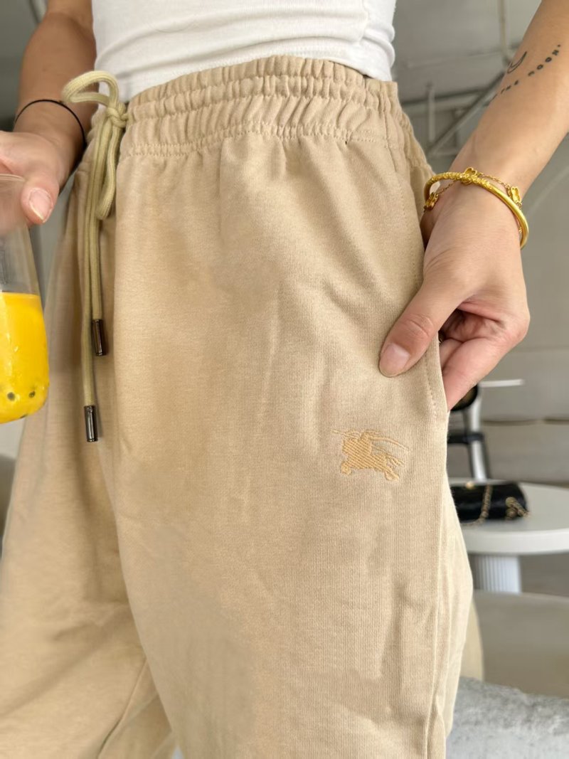 Beige Embroidered Jogger Pants with Crest Detail view