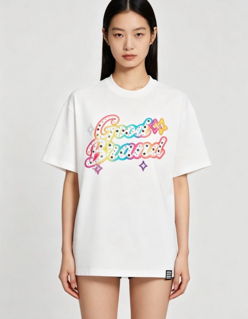 Colorful Graphic Logo White Short Sleeve T-Shirt view