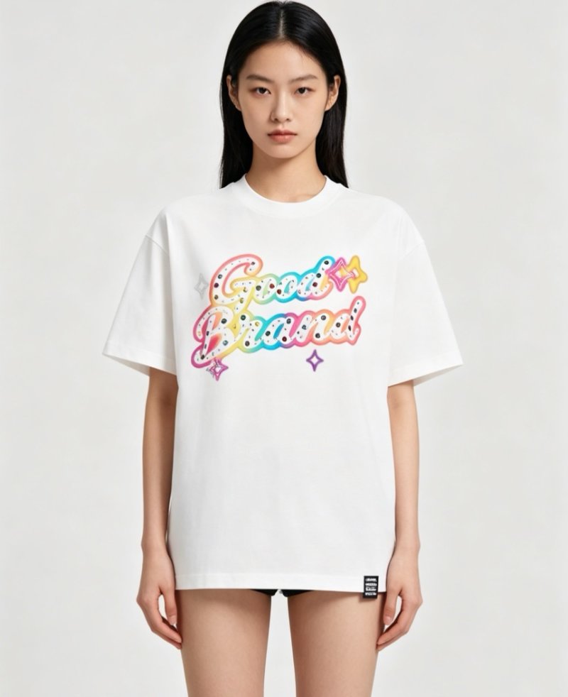 Colorful Graphic Logo White Short Sleeve T-Shirt view
