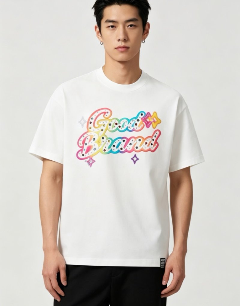 Colorful Graphic Logo White Short Sleeve T-Shirt view