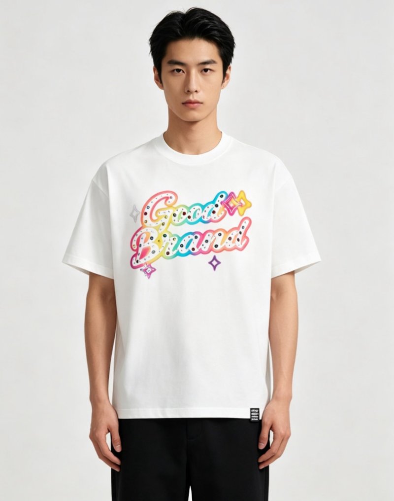Colorful Graphic Logo White Short Sleeve T-Shirt view