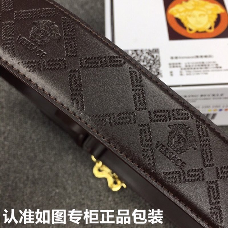 Versace Medusa Head Black Leather Belt Gold Buckle view