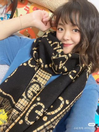 Gucci GG Monogram Double-Faced Wool Scarf Black Gold view 6