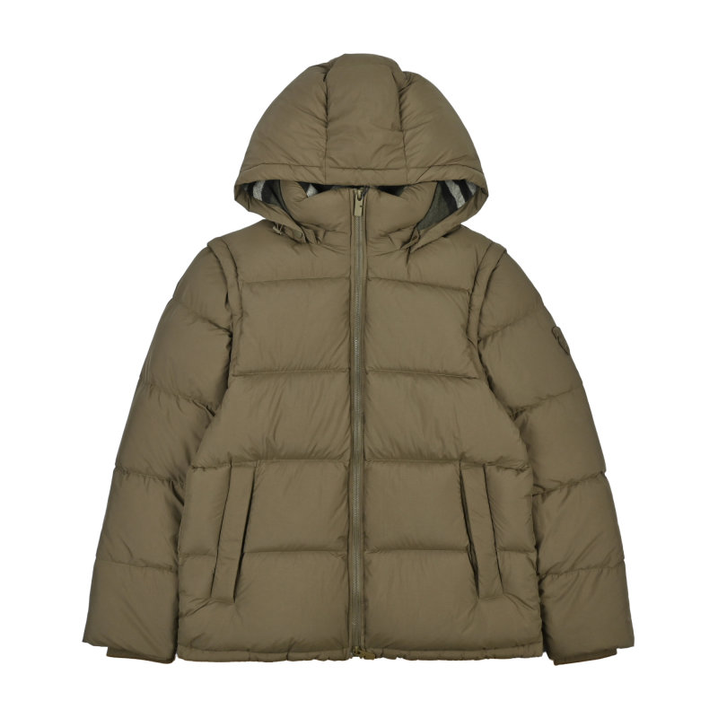 Beige Puffer Down Jacket with Hood view