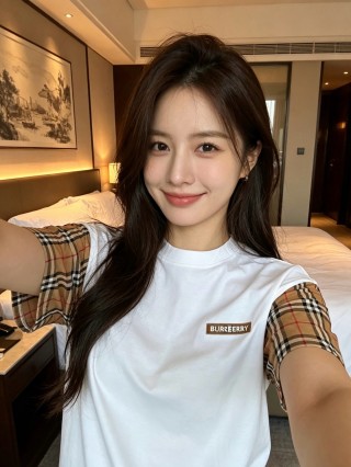 Burberry White T-Shirt with Checked Sleeve view 3