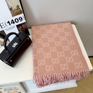 Gucci GG Jacquard Wool Scarf - Ginger & Grey view 2