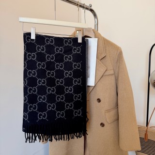 Gucci GG Jacquard Wool Scarf - Ginger & Grey view 5
