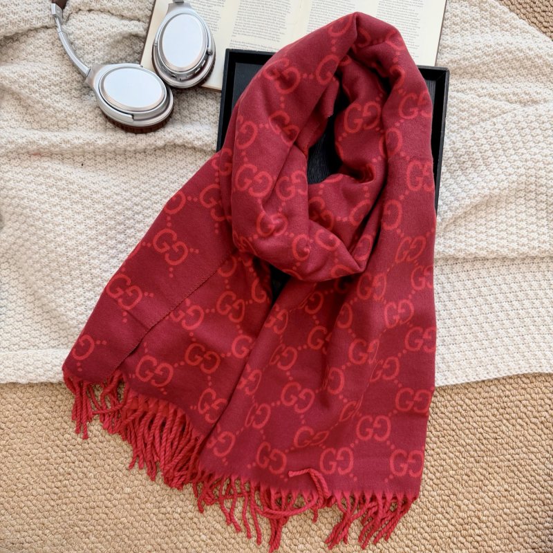Gucci GG Jacquard Wool Scarf - Ginger & Grey view
