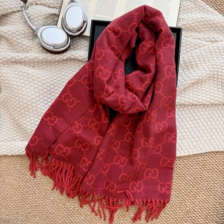 Gucci GG Jacquard Wool Scarf - Ginger & Grey view 8