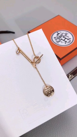 Hermès Gold Toggle Charm Necklace with Coin Pendant