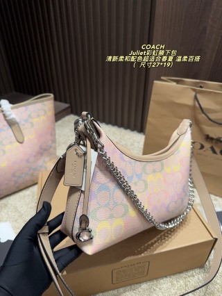 Coach Juliet Rainbow Coated Canvas Shoulder Bag Pink view 2