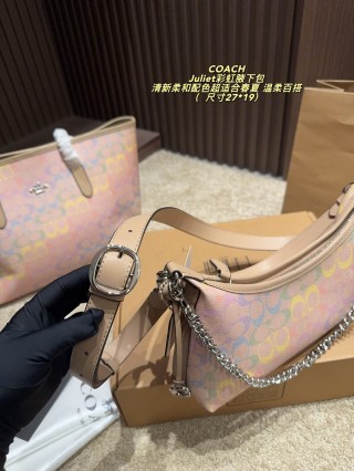 Coach Juliet Rainbow Coated Canvas Shoulder Bag Pink view 4