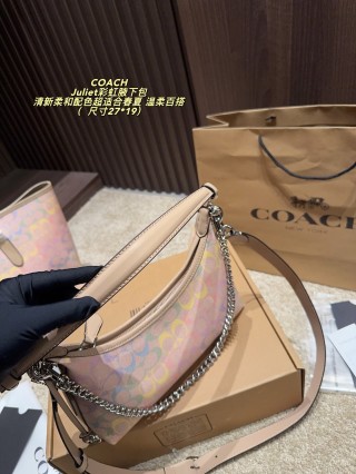 Coach Juliet Rainbow Coated Canvas Shoulder Bag Pink view 5